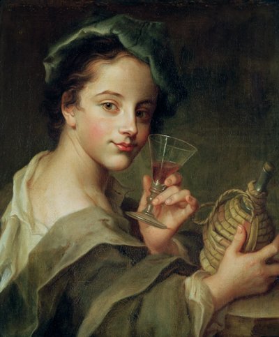 Mulher, com, um, vidro vinho de Philippe Mercier